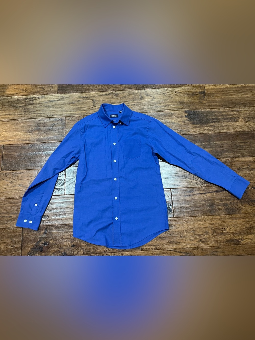 Chaps kids medium 10-12 Button-Down Dress Shirt in Cobalt Blue